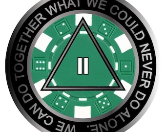 Poker Chip AA Medallion – Casino Sobriety Coin with Serenity Prayer | Resin Finish