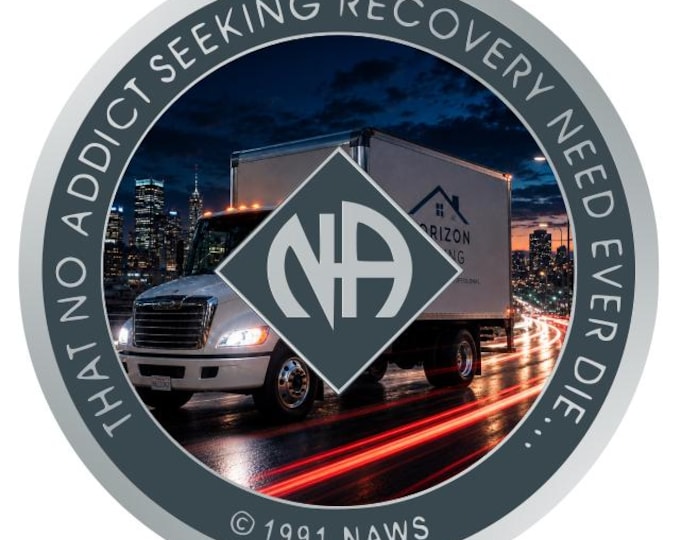 Semi Truck NA Recovery Medallion – Narcotics Anonymous Sobriety Chip, Custom Color Clean Time Coin