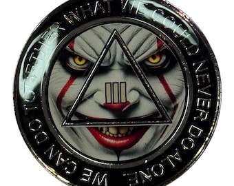 AA Horror Clown Medallion – Custom Year & Paint – Unique Recovery Chip with Bold Design
