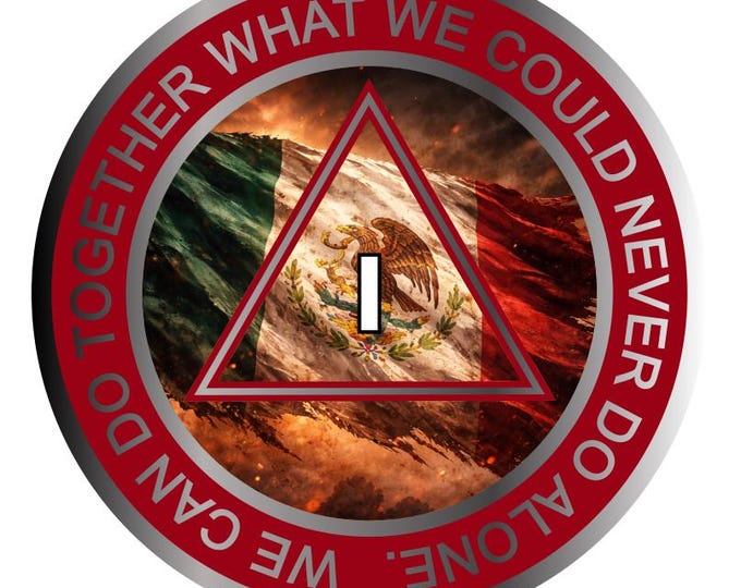 Mexico Flag AA Medallion – Custom Year Sobriety Chip with Serenity Prayer Back