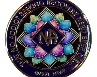 Lotus Flower NA Medallion – Narcotics Anonymous Sobriety Chip – Bronze Spiritual Recovery Token