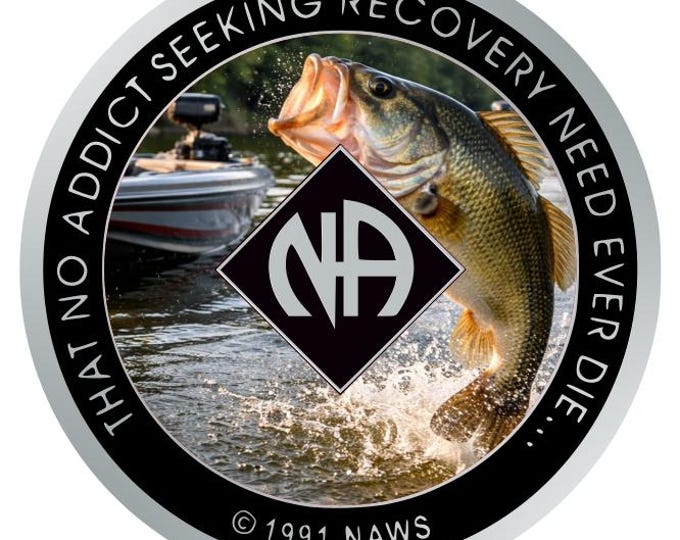 Bass Fishing NA Recovery Medallion 34mm – Narcotics Anonymous Sobriety Chip – Custom Color Clean Time Token