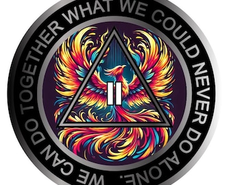 Rising Phoenix AA Sobriety Chip – Vibrant Recovery Medallion with Resin Finish