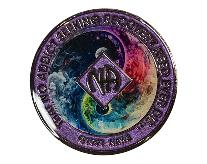 Universe Yin Yang Narcotics Anonymous Recovery Medallion | Bronze Sobriety Token