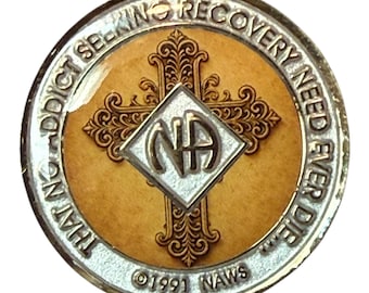 Ornate Cross NA Medallion – Custom Recovery Token | Narcotics Anonymous Gift | 34mm Sobriety Coin