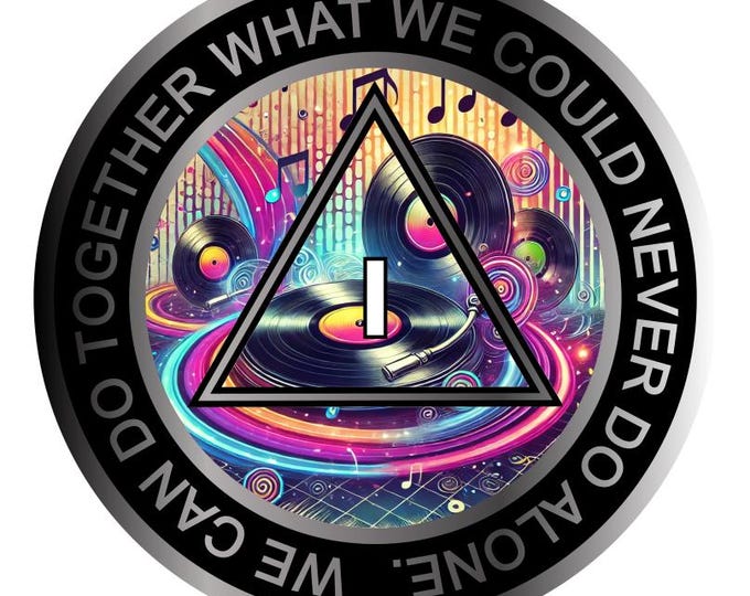 AA Vinyl Record Medallion – Any Year Sobriety Chip – “We Can Do Together”