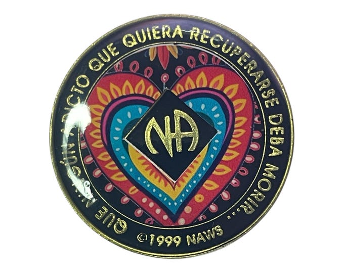 Spanish NA Recovery Medallion: Handmade Resin Narcotics Anonymous Chip