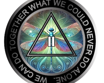 Dragonfly AA Recovery Token – Spiritual Sobriety Chip with Resin Finish