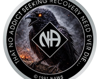 Dark Raven NA Recovery Medallion 34mm – Custom Color Sobriety Chip