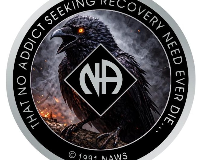 Dark Raven NA Recovery Medallion 34mm – Custom Color Sobriety Chip