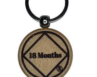 NA Recovery Keychain: Wooden Anniversary Milestone Gift
