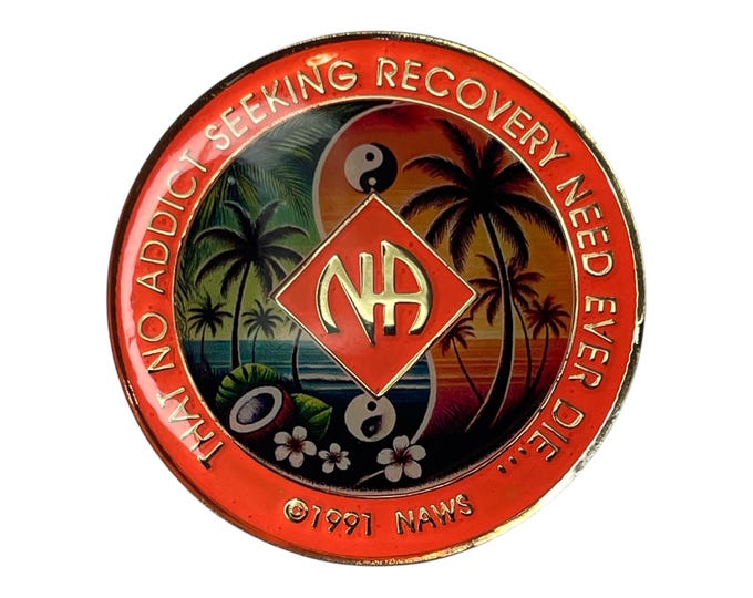 Tropical Yin Yang NA Medallion: Custom Clean Date Recovery Gift