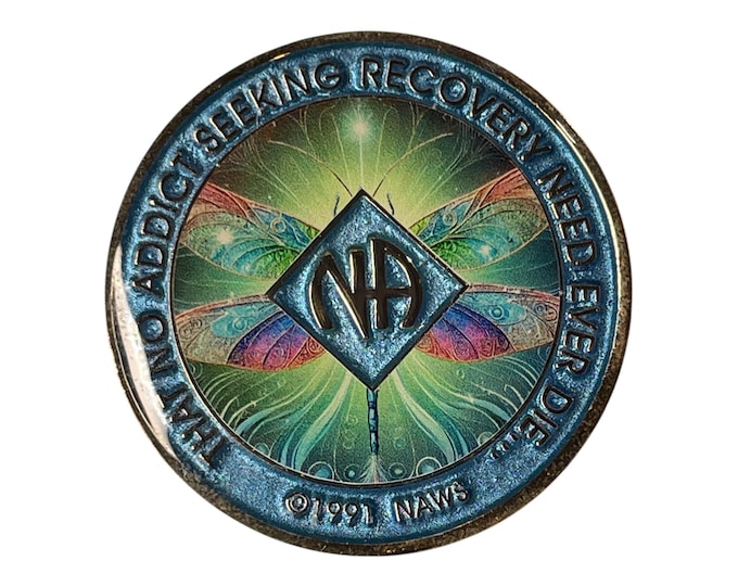 Dragonfly NA Medallion: Colorful Narcotics Anonymous Recovery Gift