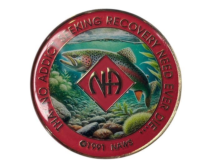 Rainbow Trout NA Medallion: Narcotics Anonymous Recovery Gift