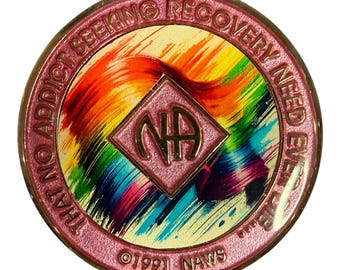Rainbow Brushstroke NA Recovery Medallion: Custom Clean Time Chip