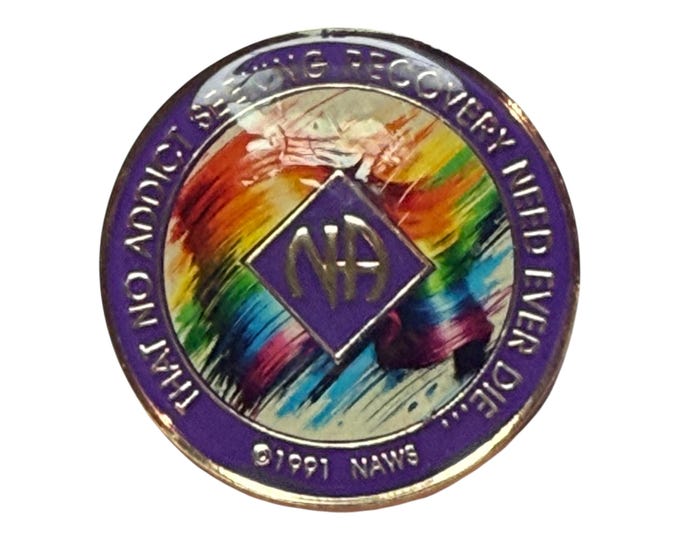 Rainbow Brushstroke NA Recovery Medallion: Custom Clean Time Chip