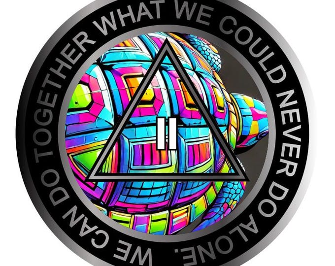 Colorful Turtle AA Medallion – Vibrant Stained Glass Design – Resin Finish