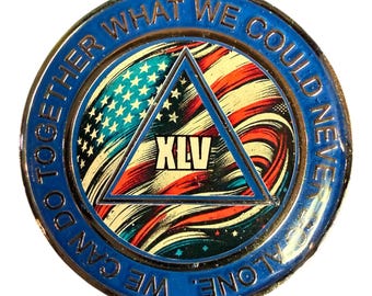American Flag AA Recovery Token: Serenity Prayer Sobriety Coin - Resin Finish