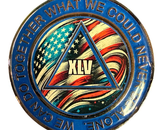 American Flag AA Recovery Token: Serenity Prayer Sobriety Coin - Resin Finish