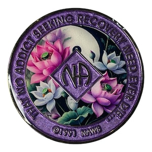 Yin Yang Lotus Flower Narcotics Anonymous Recovery Medallion – Sobriety Anniversary Gift