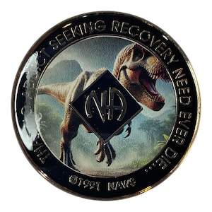Medallón T-Rex NA: Chip de recuperación de Narcóticos Anónimos / Ficha de sobriedad de bronce