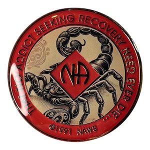 12-Step Milestone Medallion - Custom Name and Date Recovery Coin for Sobriety - Scorpion Recovery Medallion NA