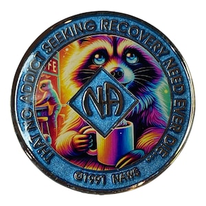 Coffee Raccoon NA Medallion: Narcotics Anonymous Recovery Token