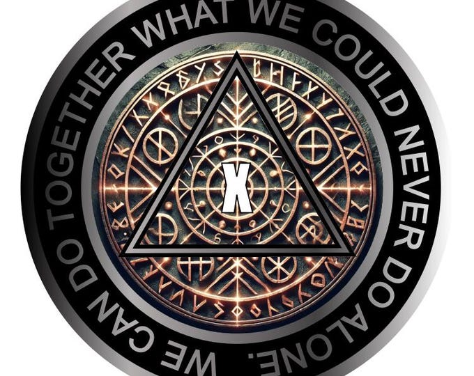 AA Recovery Token – Sacred Geometry Design with Serenity Prayer | Alcoholics Anonymous Sobriety Chip