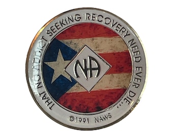 Handmade NA Puerto Rico Recovery Medallion: Custom Sobriety Token