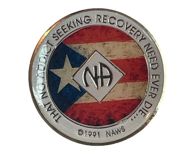 Handmade NA Puerto Rico Recovery Medallion: Custom Sobriety Token