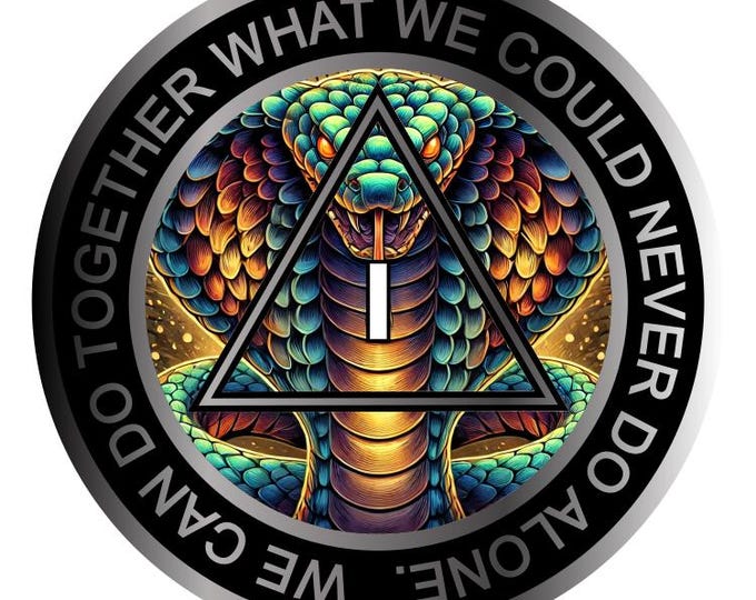 Cobra AA Recovery Token – Power, Protection & Transformation Sobriety Coin with Serenity Prayer