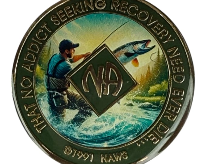 Narcotics Anonymous Fly Fishing Medallion – Personalized Recovery Token