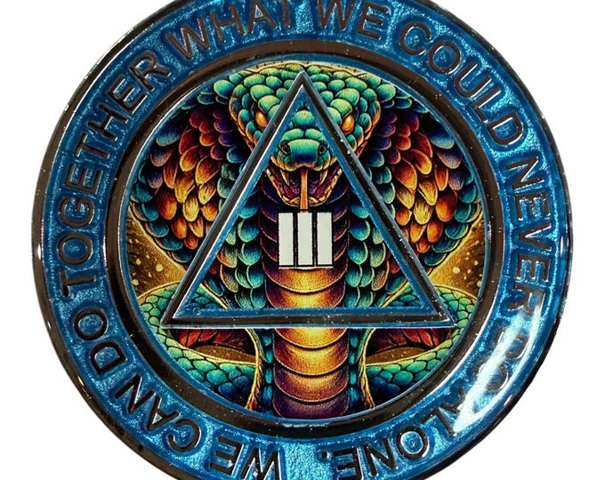 Cobra AA Recovery Token – Power, Protection & Transformation Sobriety Coin with Serenity Prayer