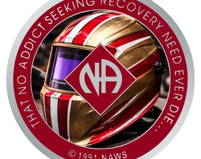 NA Medallion with Welding Helmet Design – Narcotics Anonymous Recovery Coin – Clean Time Anniversary Gift