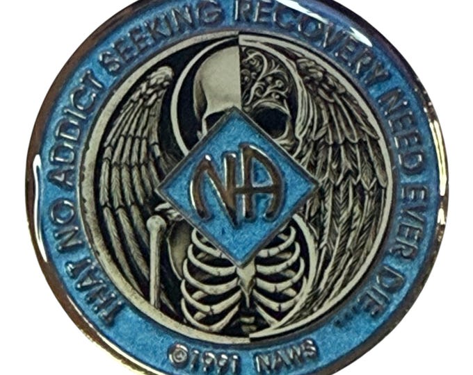 Angel Skeleton Yin Yang NA Medallion: Bronze Narcotics Anonymous Recovery Coin