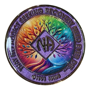 Tree of Life NA Medallion - Narcotics Anonymous Recovery Coin - Spiritual NA Token - Sober Anniversary Gift - Growth & Renewal NA Chip