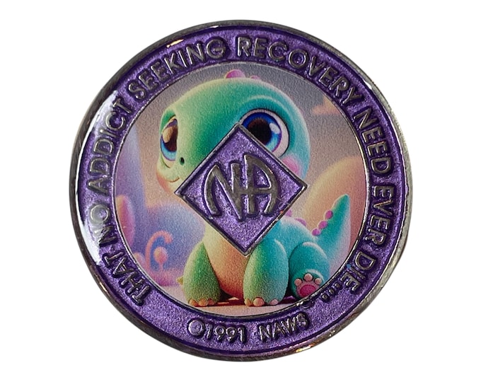 Baby Dinosaur NA Medallion: Narcotics Anonymous Recovery Gift