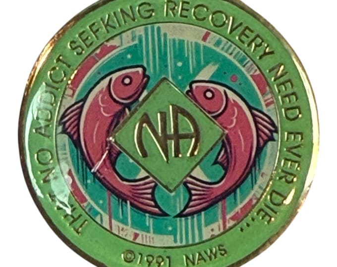 Pisces NA Medallion: Colorful Narcotics Anonymous Recovery Coin | Bronze Sobriety Token
