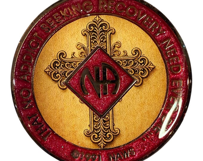 Ornate Cross NA Medallion – Custom Recovery Token | Narcotics Anonymous Gift | 34mm Sobriety Coin