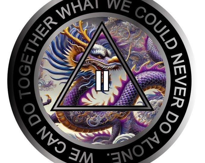 Eastern Dragon AA Medallion – Powerful Sobriety Chip with Serenity Prayer - Silver Finish