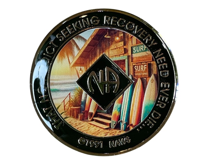 Surf Shack NA Medallion: Beach Themed Recovery Gift