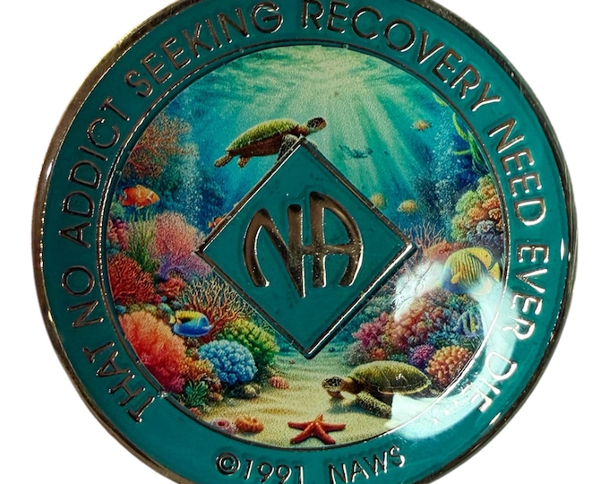 Ocean Turtle NA Recovery Token: Custom Clean Time Sobriety Medallion