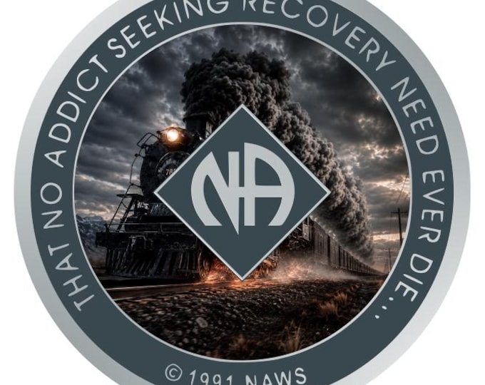 Steam Train NA Recovery Medallion 34mm – Narcotics Anonymous Sobriety Chip – Custom Color Clean Time Coin