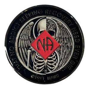 Personalized NA Recovery Medallion | Handcrafted Narcotics Anonymous Coin | Clean Time Tokens | Skull Recovery Medallion