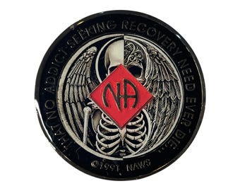 Personalized NA Medallion: Angel & Skeleton Narcotics Anonymous Coin