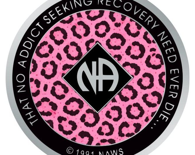 Pink Leopard Print NA Recovery Token 34mm – Narcotics Anonymous Sobriety Coin