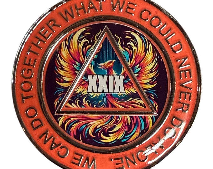 Rising Phoenix AA Sobriety Coin – Vibrant Recovery Token with Resin Finish