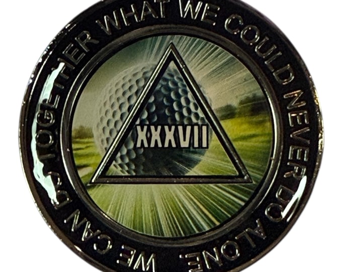 Custom AA Golf Medallion – Golf Ball in Flight Design – Choose Year & Paint Color