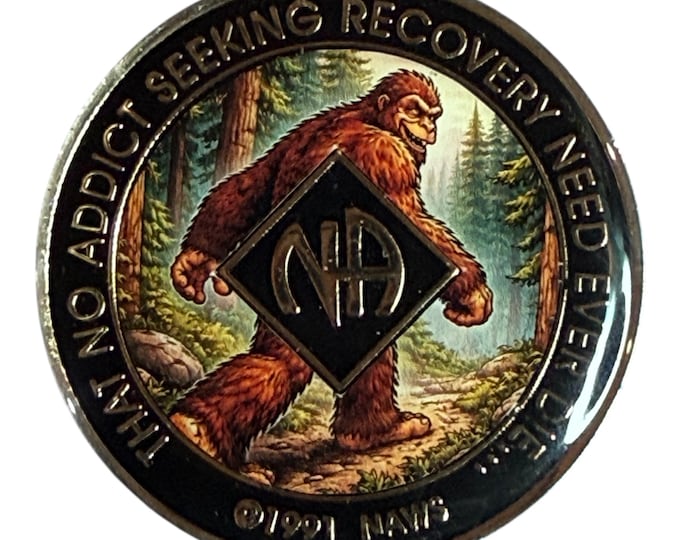 Bigfoot NA Recovery Token 34mm – Narcotics Anonymous Sobriety Coin – Custom Color Clean Time Chip