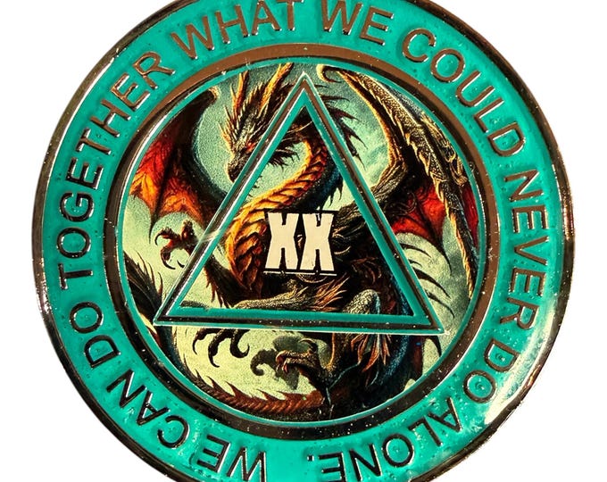 Dragon of Recovery – Custom AA Medallion Celebrating Strength, Courage & Sobriety